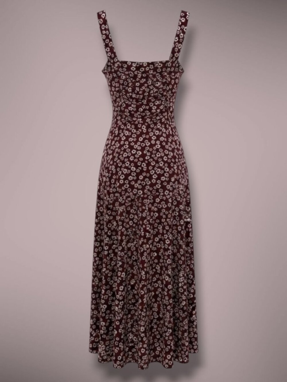 Reformation Dark Brown White Daisy Floral Bandeau Ruched Maxi Dress S